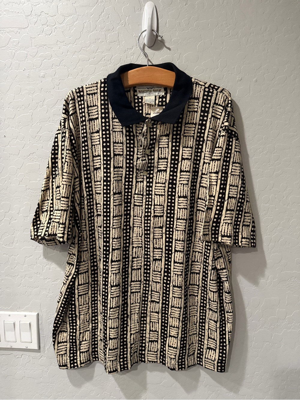 Vintage NWT Natural Issue Geometric AOP Golf Polo XL Bin 1